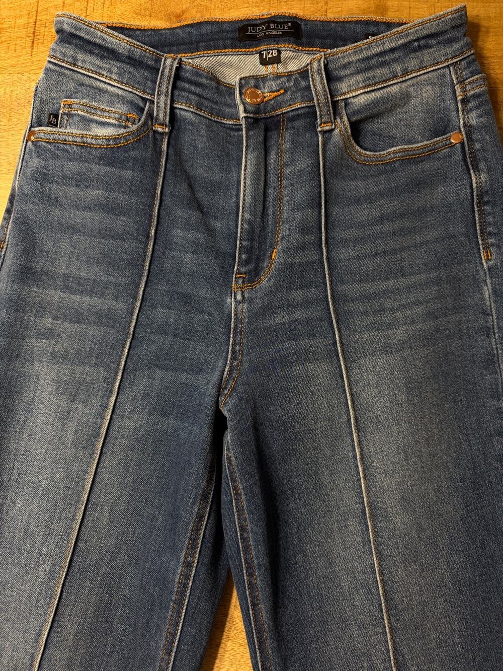 Judy Blue Medium Wash High Rise Seam-Front Straight Leg Jeans Size 7/28 - Picture 4 of 13